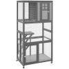 PawHut 74" Wooden Catio Outdoor Cat House Weatherproof & Wheeled, Outside Cat Enclosure with High Weight Capacity, Kitten Cage Condo, Light Gray