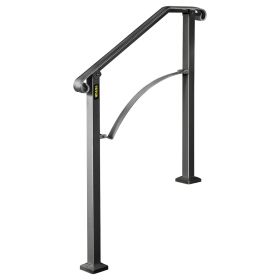 VEVOR Handrails for Outdoor Steps, Fit 2 or 3 Steps Outdoor Stair Railing, Arch#2 Wrought Iron Handrail, Flexible Porch Railing