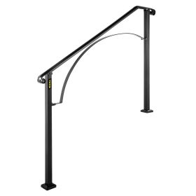 VEVOR Handrails for Outdoor Steps, Fit 3 or 4 Steps Outdoor Stair Railing, Arch#3 Wrought Iron Handrail, Flexible Porch Railing