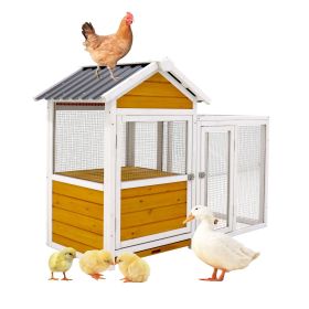 Large outdoor chicken coop Wooden chicken coop, duck coop with nest box, bird cage, rabbit cage - waterproof PVC board ( yellow brown gradient 80¬∞)