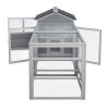 Wooden Chicken Coop Hen House with Doors for Ventilation, Runs and Nesting Box, Gray