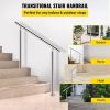 VEVOR Stainless Steel Handrail 551LBS Load Handrail for Outdoor Steps 39x34" Outdoor Stair Railing Silver Stair Handrail Transitional Range from 0 to