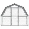 Dog Cages with Roof and Door Silver Galvanized Steel