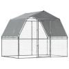 Dog Cages with Roof and Door Silver Galvanized Steel