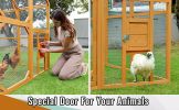 Wooden Chicken Coop 111''√ó74''√ó72'' Large Kitten Playpen, Chicken Run with Waterproof Cover and Two Small Doors