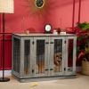 Large Furniture Style Dog Crate with Removable Panel Dark Walnut