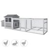 Wooden Chicken Coop Hen House with Doors for Ventilation, Runs and Nesting Box, Gray