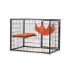 4-Story Pet Cage, Bunny Hutch with Ladder, Lockable Wheels and Removable Tray, Black and Orange