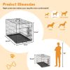 Dog Crate with Divider Panel,30 Inch Double Door Folding Metal Wire Dog Cage with Plastic Leak-Proof Pan Tray, Pet Kennel for Indoor