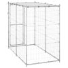 Outdoor Dog Kennel Galvanized Steel with Roof 43.3"x86.6"x70.9"