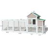 122" Large Gray Wood Chicken Coop Hen House Pet Rabbit Hutch Wooden Pet Cage Backyard with Nesting Box