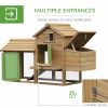 PawHut 59" Small Wooden Chicken coop Hen House Poultry Cage for Outdoor Backyard with 2 Doors, Nesting Box and Removable Tray, Natural Wood