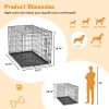 Dog Crate with Divider Panel,42 Inch Double Door Folding Metal Wire Dog Cage with Plastic Leak-Proof Pan Tray, Pet Kennel for Indoor