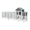 123" Large Gray Wood Chicken Coop Hen House Pet Rabbit Hutch Wooden Pet Cage Backyard with Nesting Box