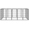 16-Panel Dog Playpen Black 19.7"x39.4" Powder-coated Steel