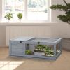 Wooden Tortoise House Indoor Turtle Habitat Enclosure Outdoor Reptile Cage for Lizards, Geckos, Gray