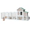 122" Large Gray Wood Chicken Coop Hen House Pet Rabbit Hutch Wooden Pet Cage Backyard with Nesting Box