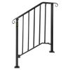 VEVOR Handrails for Outdoor Steps, Fit 2 or 3 Steps Outdoor Stair Railing, Picket#2 Wrought Iron Handrail, Flexible Porch Railing