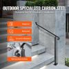 VEVOR Handrails for Outdoor Steps 2-3 Step Railings Wrought Iron Handrail Stair Railings for Steps Black Iron Railings for Steps Wall and Floor Mounte