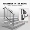 VEVOR Handrails for Outdoor Steps, Fit 3 or 4 Steps Outdoor Stair Railing, Picket#3 Wrought Iron Handrail, Flexible Porch Railing