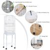 PawHut 60" Metal Indoor Bird Cage Starter Kit with Detachable Rolling Stand, Storage Basket, and Accessories, White