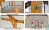 Wooden Chicken Coop 111''√ó74''√ó72'' Large Kitten Playpen, Chicken Run with Waterproof Cover and Two Small Doors