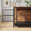 Dog Crate Furniture, Wooden Dog Crate Table, 32.8" Dog Kennel with 2 Sliding Doors and Thick Iron Door Frame