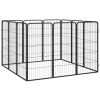 12-Panel Dog Playpen Black 19.7"x39.4" Powder-coated Steel