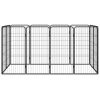 12-Panel Dog Playpen Black 19.7"x39.4" Powder-coated Steel