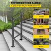 VEVOR Outdoor Stair Railing, Fit 1 or 2 Steps Wrought Iron Handrail, Adjustable Front Porch Hand Railings