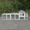 122" Large Gray Wood Chicken Coop Hen House Pet Rabbit Hutch Wooden Pet Cage Backyard with Nesting Box