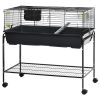 PawHut Two-Story Small Animal Cage Removable from Stand, Guinea Pig Cage, Hedgehog Cage, Chinchilla Cage, Ferret, with Shelf & Wheels, Pet Habitat