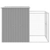 Dog House with Run Light Gray 65"x98.8"x71.3" Galvanized Steel