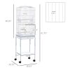 PawHut 60" Metal Indoor Bird Cage Starter Kit with Detachable Rolling Stand, Storage Basket, and Accessories, White