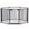 200" Adjustable Safety Gate 8 Panels Play Yard Metal Doorways Fireplace Fence Christmas Tree Fence Gate for House Stairs Gate prohibited area fence