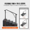 VEVOR Handrails for Outdoor Steps, Fit 4 or 5 Steps Outdoor Stair Railing, Arch#4 Wrought Iron Handrail, Flexible Porch Railing