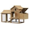 PawHut 59" Small Wooden Chicken coop Hen House Poultry Cage for Outdoor Backyard with 2 Doors, Nesting Box and Removable Tray, Natural Wood