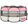 Foldable Dog Playpen with Carrying Bag Pink 49.2"x49.2"x24"