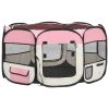 Foldable Dog Playpen with Carrying Bag Pink 49.2"x49.2"x24"