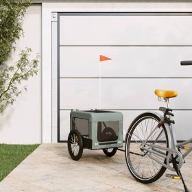 Pet Bike Trailer Gray and Black Oxford Fabric&Iron (Color: gray)