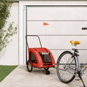 Pet Bike Trailer Orange and Gray Oxford Fabric and Iron (Color: Orange)