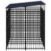 Outdoor Dog Kennel with Roof Steel 59.5 ft¬≤